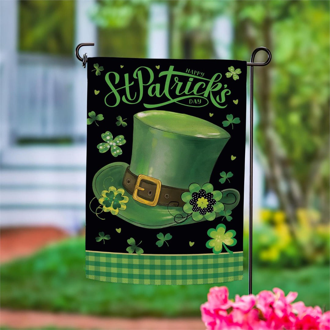 St Patricks Day Hat 2 Sided Garden Flag