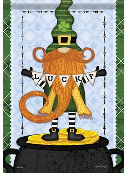 St Patricks Gnome Garden Flag 2 Sided