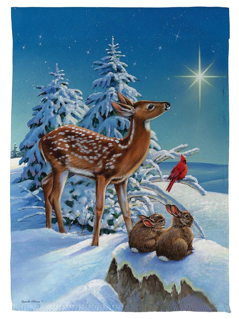 Starry-Eyed Woodland Friends 2 Sided Garden Flag