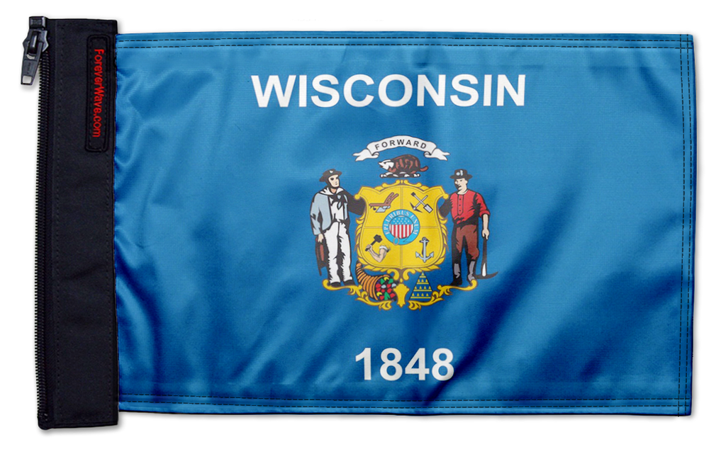 State Flag Wisconsin 12"x18" Forever Wave Flag for Jeep Wrangler CJ-7 and CJ-8 1976-1986