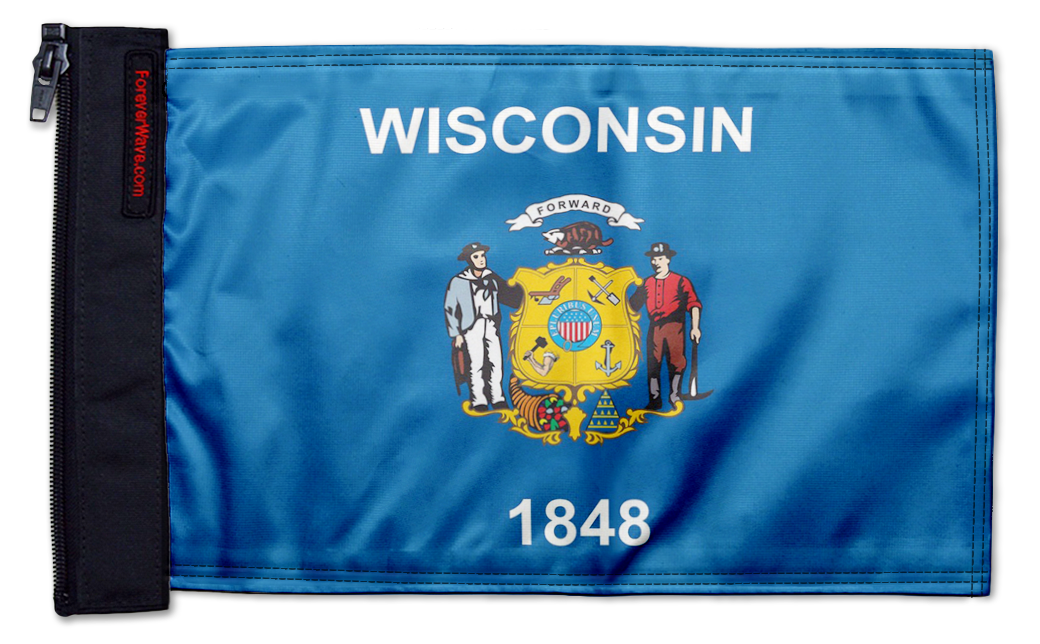 State Flag Wisconsin 12"x18" Forever Wave Flag for Jeep Wrangler YJ 1986-1995