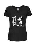 Steamboat Willie Juniors V Neck T-Shirt