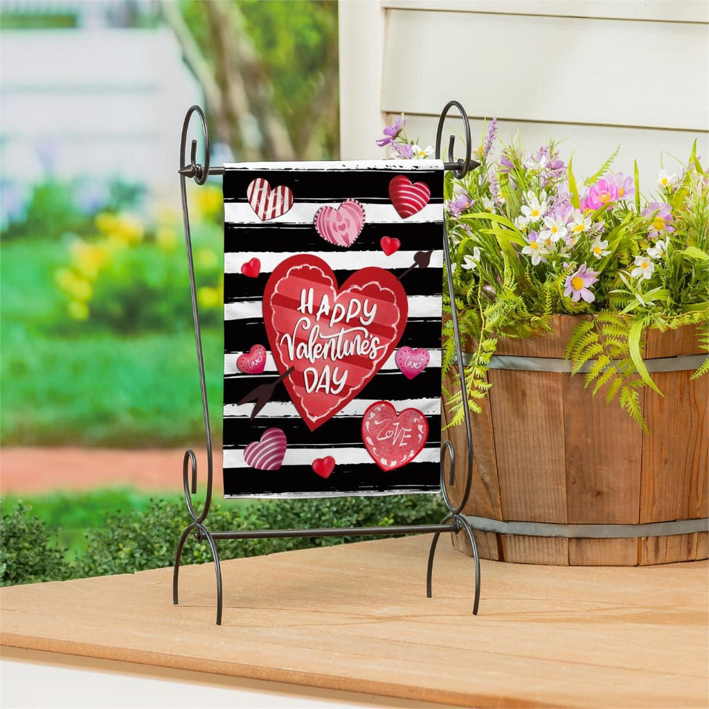 Striped Hearts 2 Sided Garden Flag