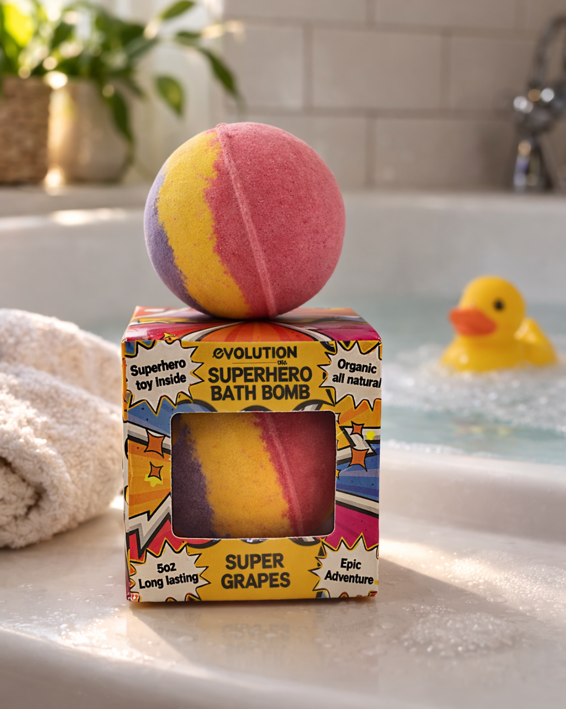 EvolutionUSA 1pc Epic Superhero Bath Bombs for Kids