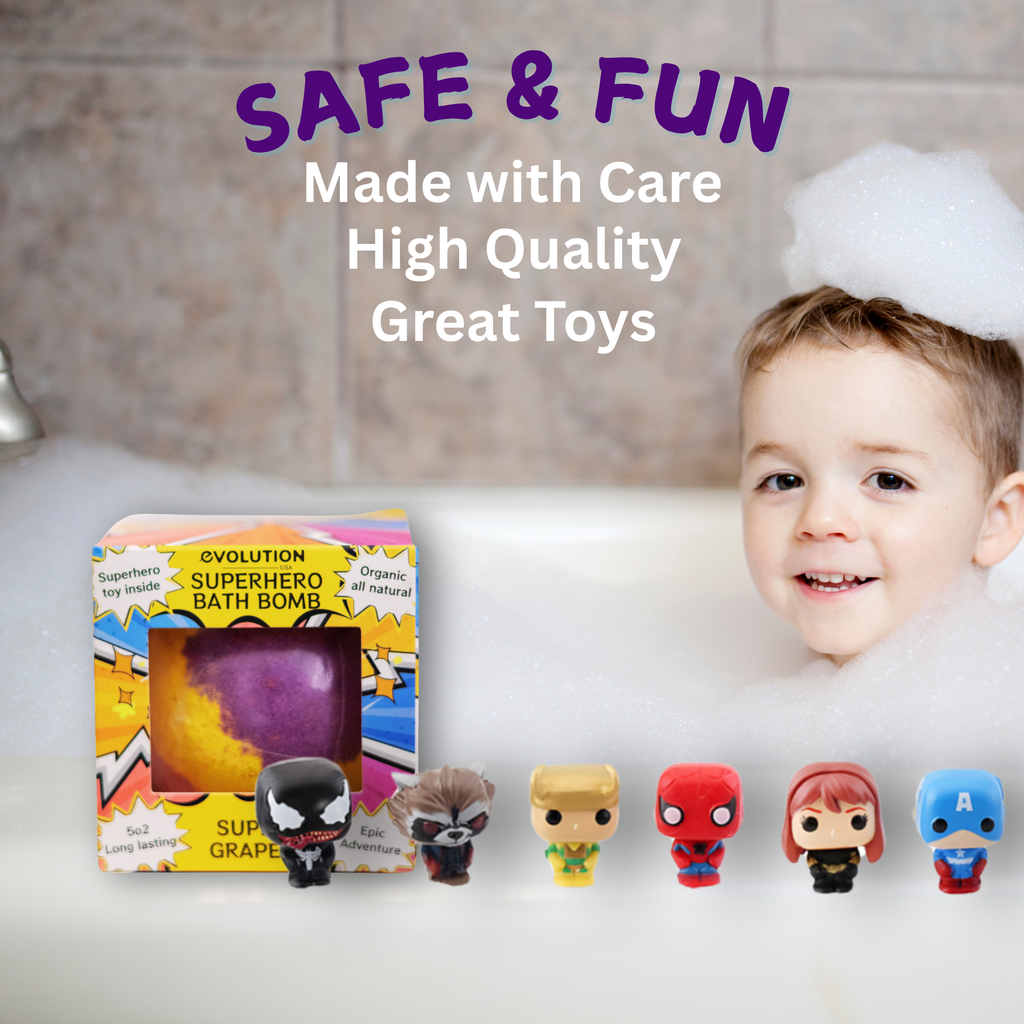EvolutionUSA 1pc Epic Superhero Bath Bombs for Kids