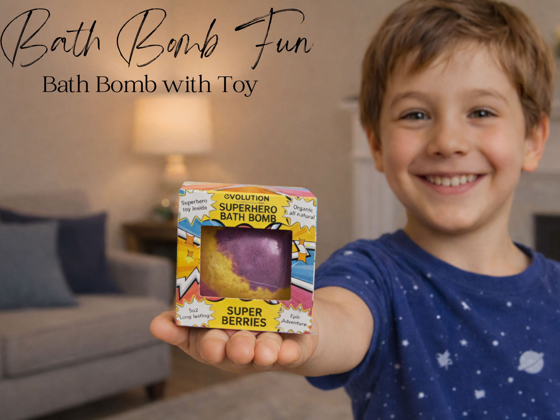 EvolutionUSA 1pc Epic Superhero Bath Bombs for Kids