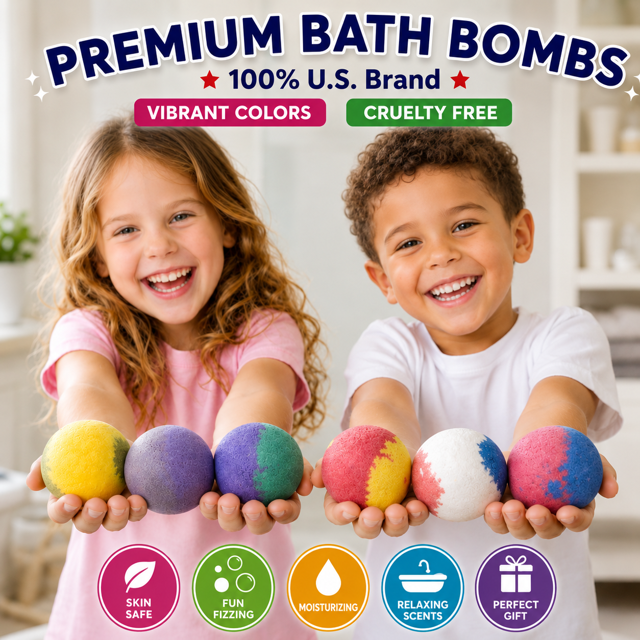 EvolutionUSA 6pc Epic Superhero Bath Bombs for Kids