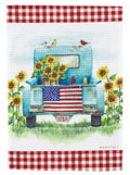 Sunflower Truck Garden Flag 2 Sided Patriotic