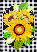 Sunflowers and Checks Garden Flag 2 Sided