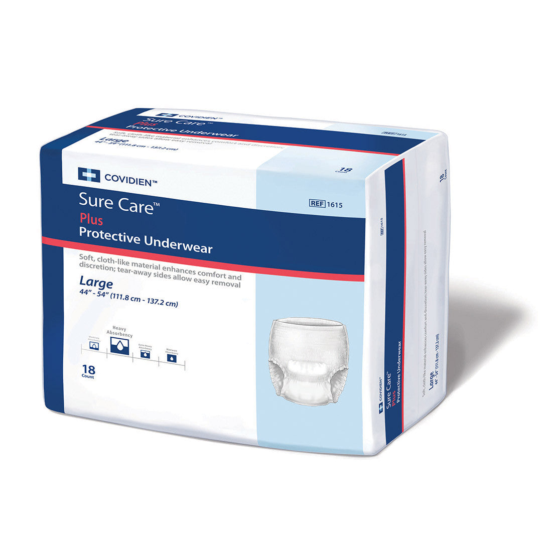 Unisex Adult Absorbent Underwear Sure Care™ Plus Pull On with Tear Away Seams X-Large Disposable Heavy Absorbency - 1625R
