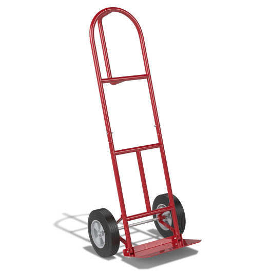 P-Handle Sack Truck with 10 Inch Wheels and Foldable Load Area-Red
