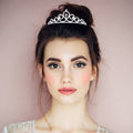 Round Crystal Accent Rhinestone Paved Princess Tiara