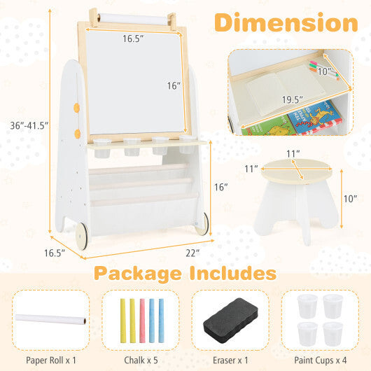 4-in-1 Toddler Activity Table Set with Magnetic Whiteboard and Chalk Board-Gray