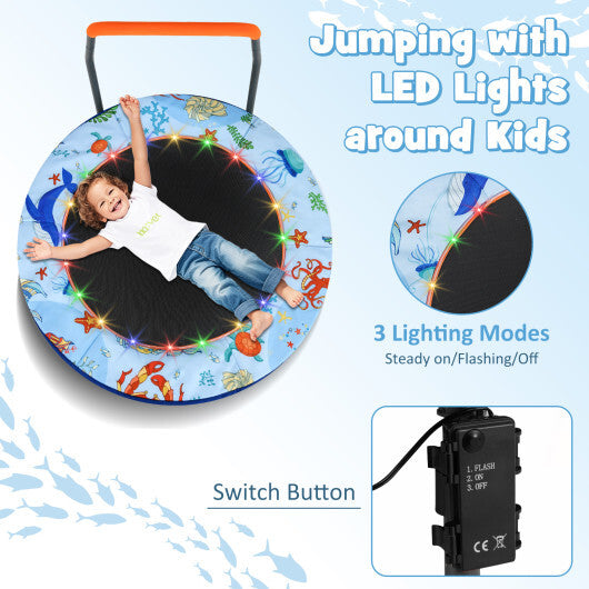 Mini Trampoline Folding Small Rebounder for Kids with Lights-Blue