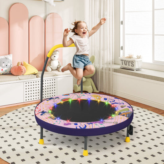 Mini Trampoline Folding Small Rebounder for Kids with Lights-Blue