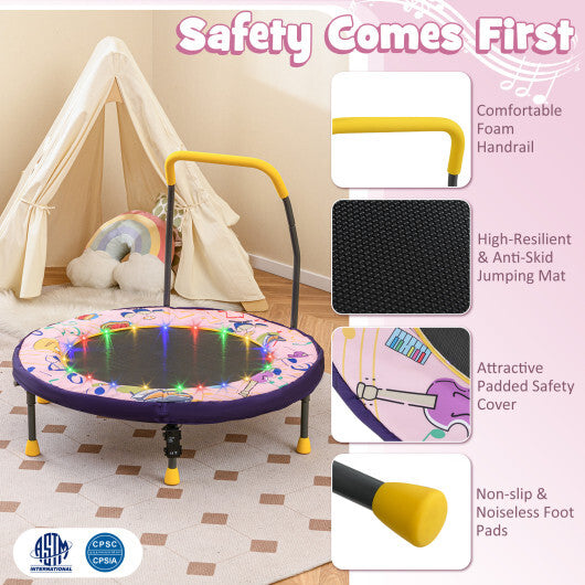 Mini Trampoline Folding Small Rebounder for Kids with Lights-Blue