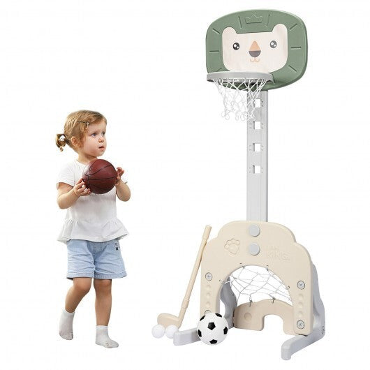 3-in-1 Adjustable Kids Basketball Hoop Sports Set-Yellow