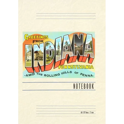 Vintage Lined Notebook Greetings from Indiana, Pennsylvania - Paperback