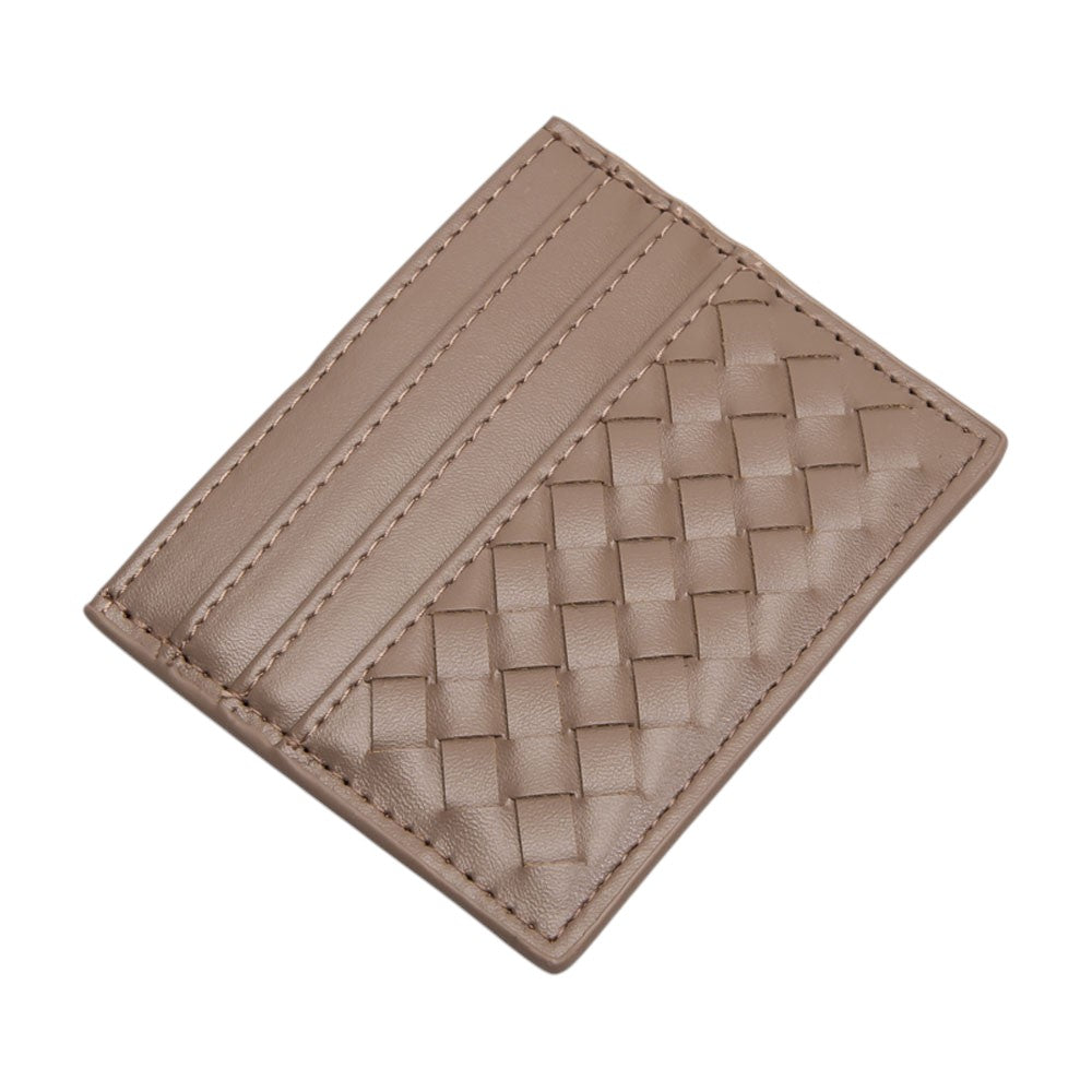 Faux Leather Basket Weave Card Holder Wallet