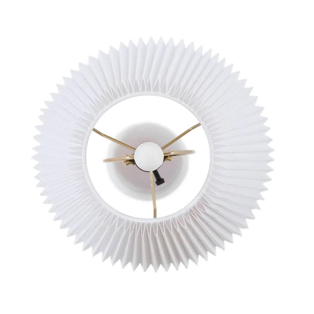 Ceramic Table Lamp – Textured Matte White Base, Fluted Fabric Shade & LED Bulb Included