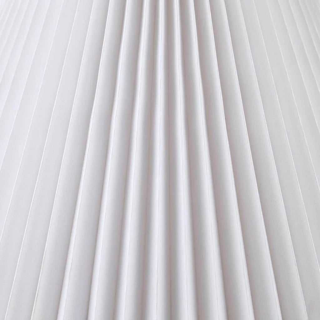 Ceramic Table Lamp – Textured Matte White Base, Fluted Fabric Shade & LED Bulb Included