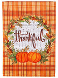 Thankful In Plaid Garden Flag 2 Sided Thanksgiving