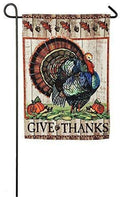 Thanksgiving Give Thanks Turkey Garden Flag 2 Sided