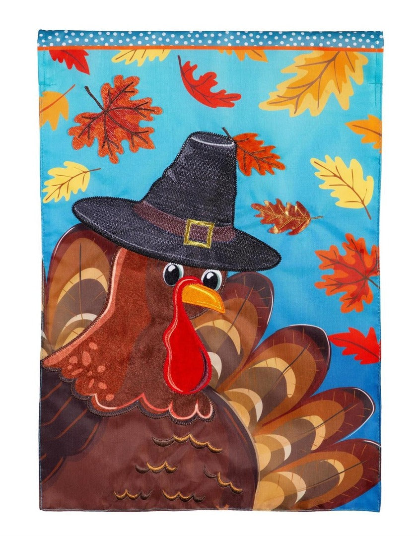 Thanksgiving Turkey Time 2-Sided Applique Garden Flag | 12.5" x 18"