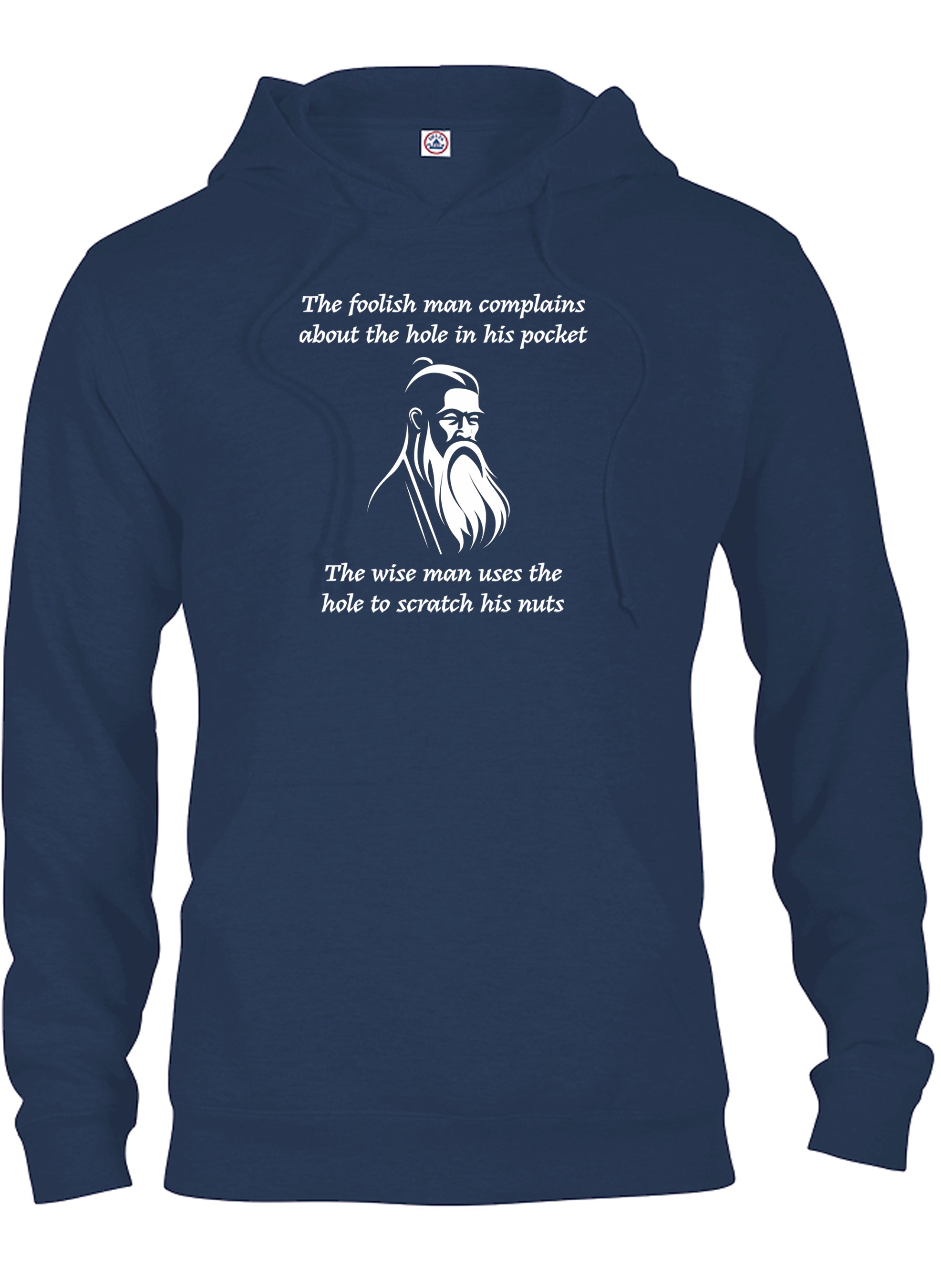 The foolish man complains about the hole in his pocket T-Shirt