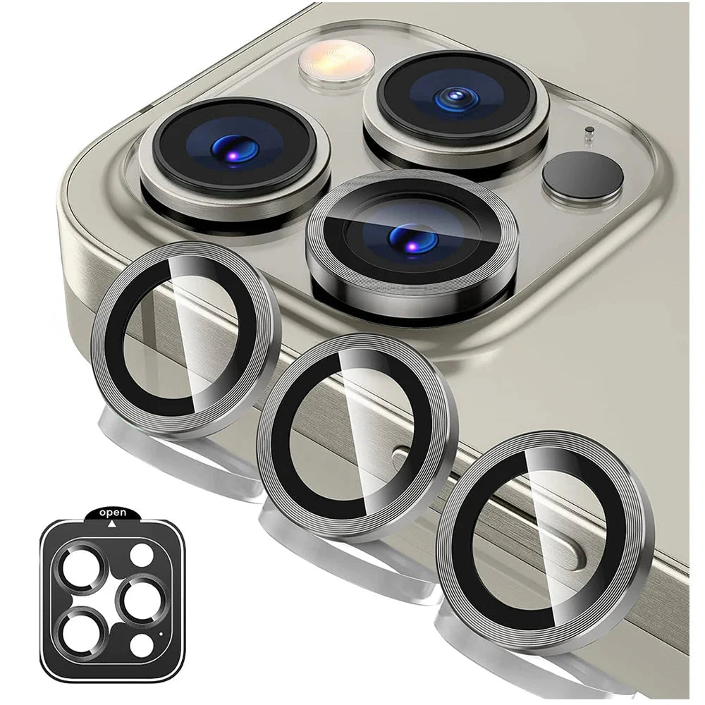 Titanium Gray Metal Tempered Glass Camera Lens Cover