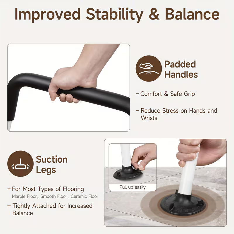 Toilet Safety Rails - 300lbs Heavy-Duty, Tool-Free Height Adjustment, Non-Slip Base for Bathroom Stability" (Fits Any Toilet, Foldable for Small Spaces)