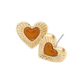 Celluloid Acetate Tortoise Heart Centered Stud Earrings