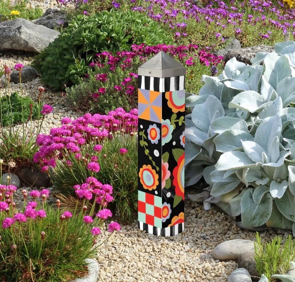Tossed Flowers Art Peace Pole 20 Inches Tall Jennifer Heynen