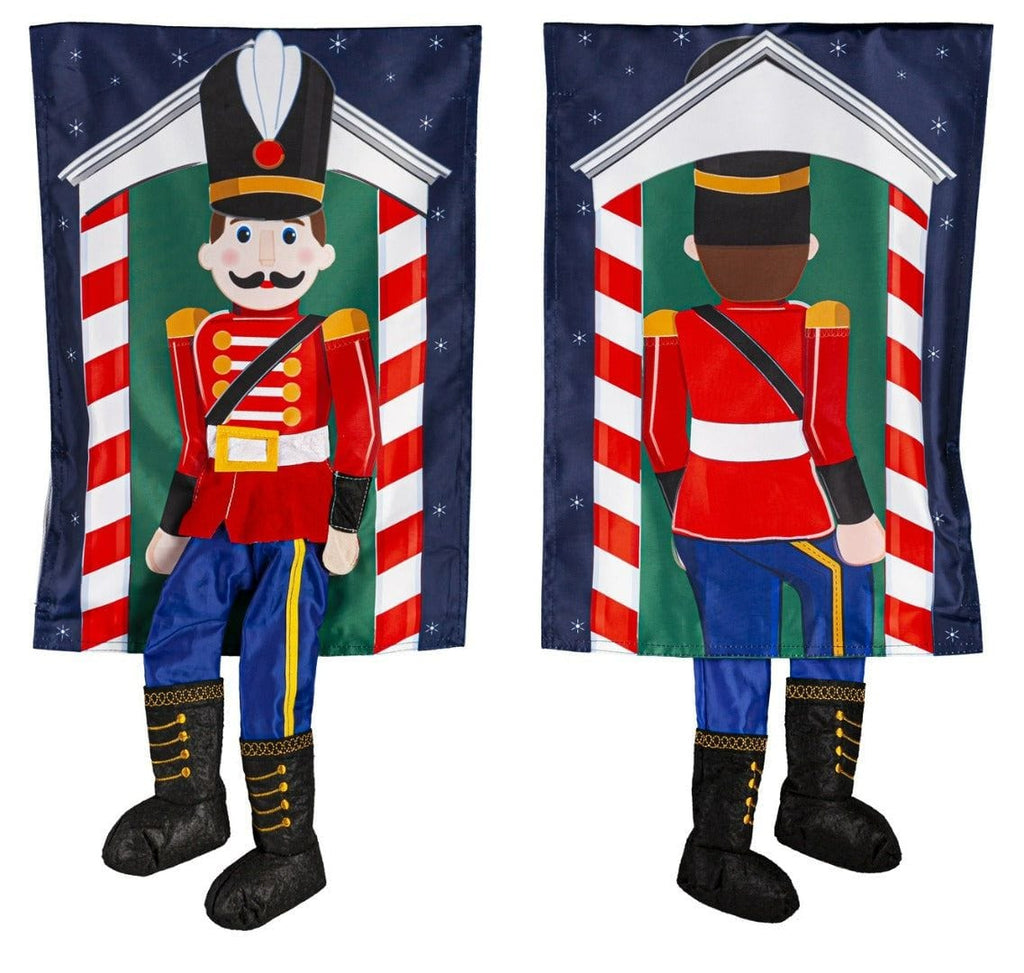 Toy Soldier Kickin Christmas Garden Flag 2 Sided Applique
