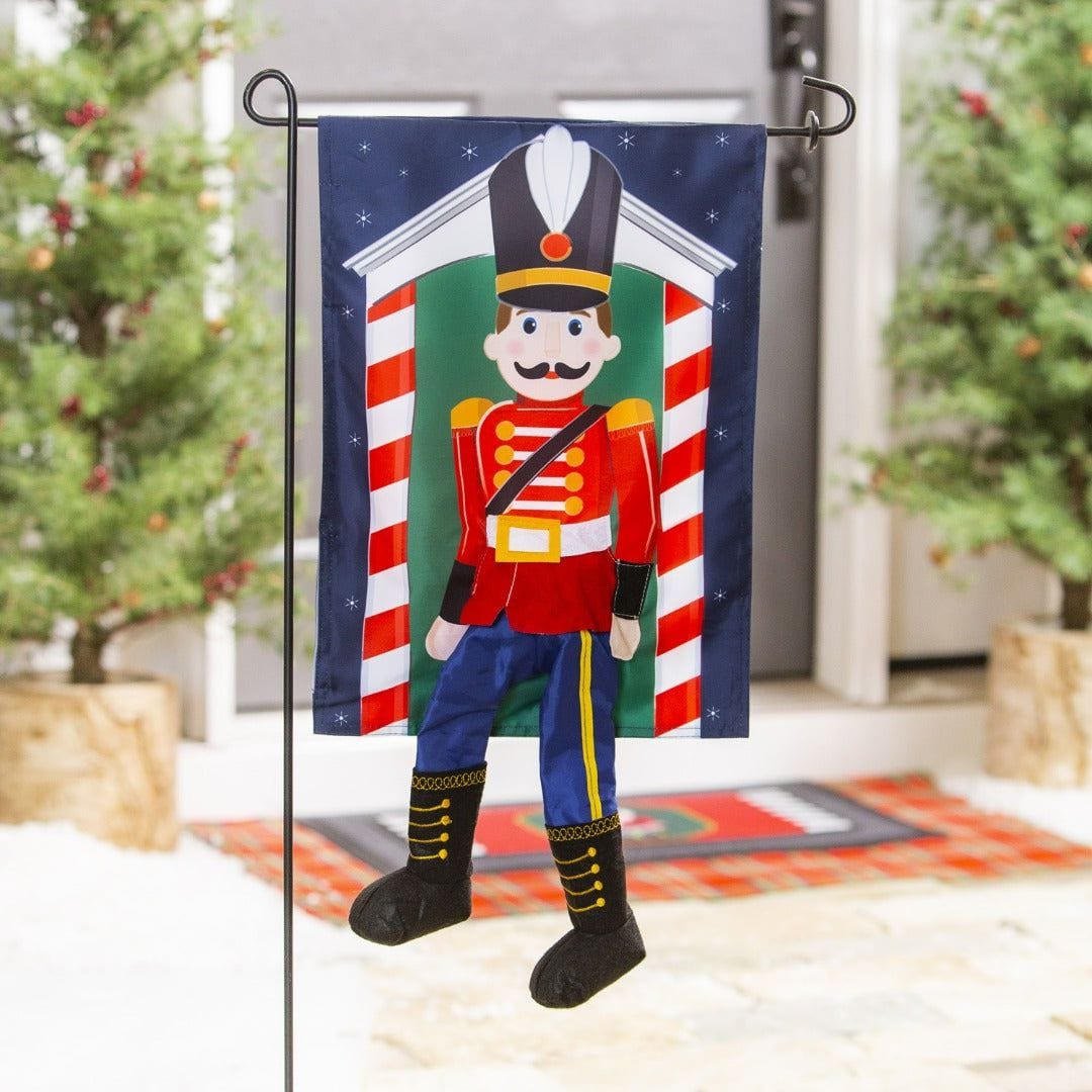 Toy Soldier Kickin Christmas Garden Flag 2 Sided Applique
