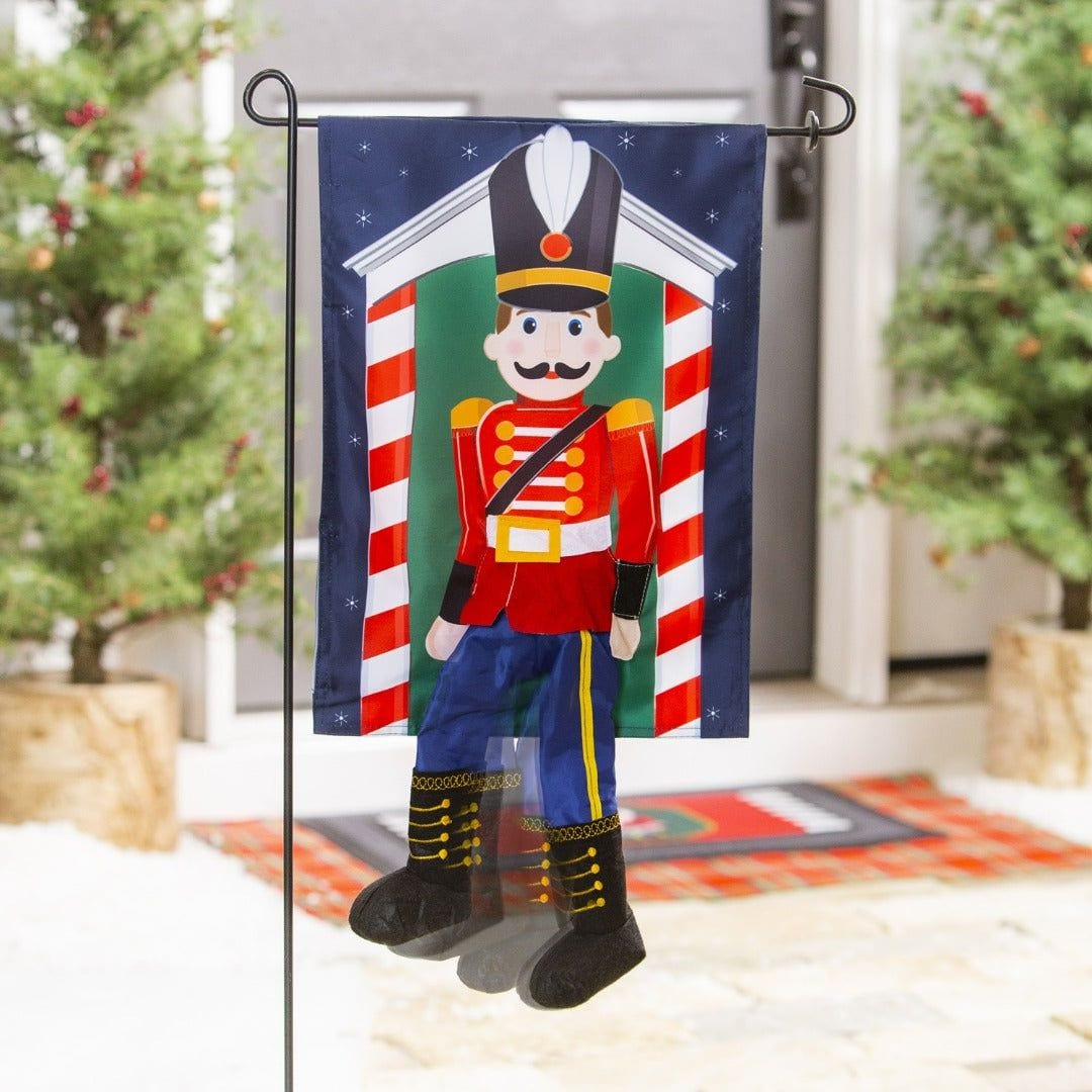Toy Soldier Kickin Christmas Garden Flag 2 Sided Applique