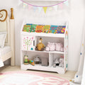 Kids Toy Storage Organizer with Book Shelf and Storage Cabinet-White
