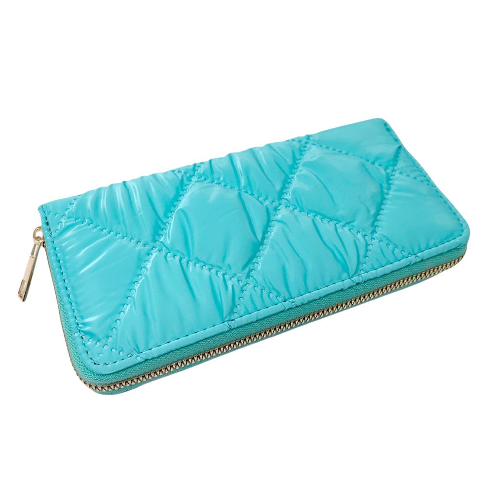 Shiny Faux Leather Padded Wallet with Wristlet
