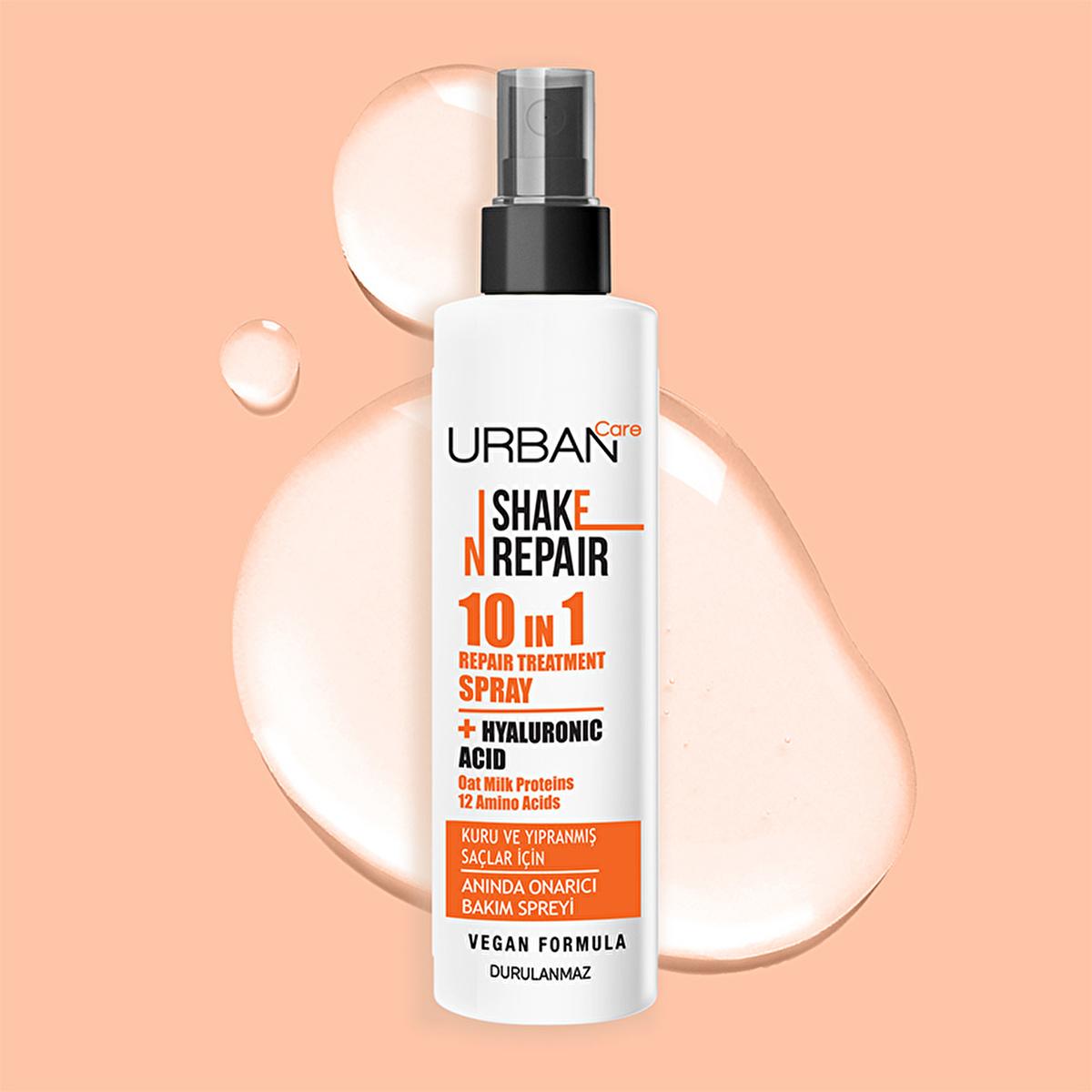 Urban Care Shake N Repair: 10-in-1 Leave-In Hair Care Spray - Heat Protection, Damage Repair, Frizz Control, Vegan - 6.76 fl oz