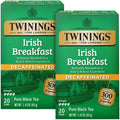 Twinings Irish Breakfast Decaf Black Tea, 20 Bags (Pack of 2)
