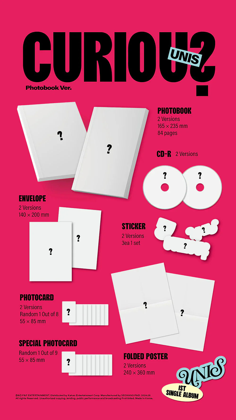 Unis 1st Single Album - Curious (Photobook Ver Random)