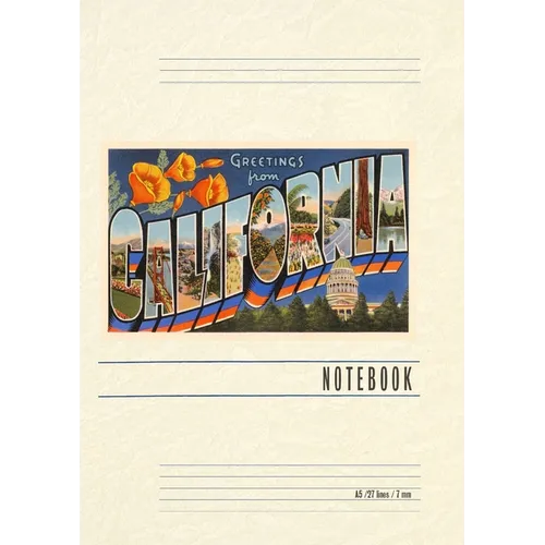 Vintage Lined Notebook Greetings from California - Paperback
