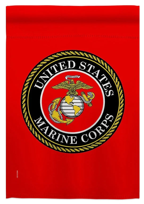 US Military Marine Corps Garden Flag 2 Sided Logo