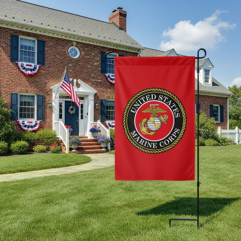 US Military Marine Corps Garden Flag 2 Sided Logo