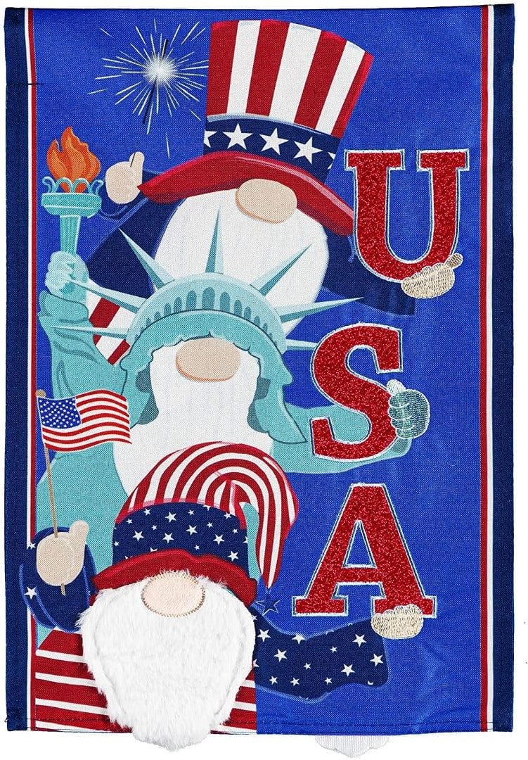 USA Gnomes Garden Flag 2 Sided Decorative