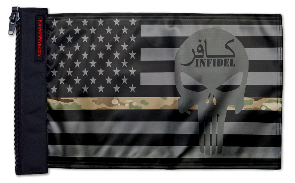 USA Subdued Thin Camo Line Infidel 12"x18" Forever Wave Flag