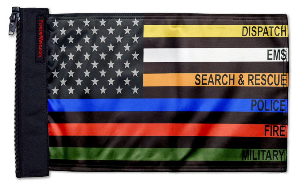 USA Subdued First Responders 12"x18" Forever Wave Flag for Jeep Wrangler LJ 2003-2006