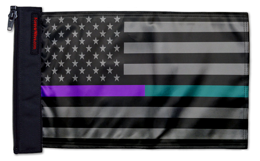 USA Subdued Thin Purple-Teal Line 12"x18" Forever Wave Flag