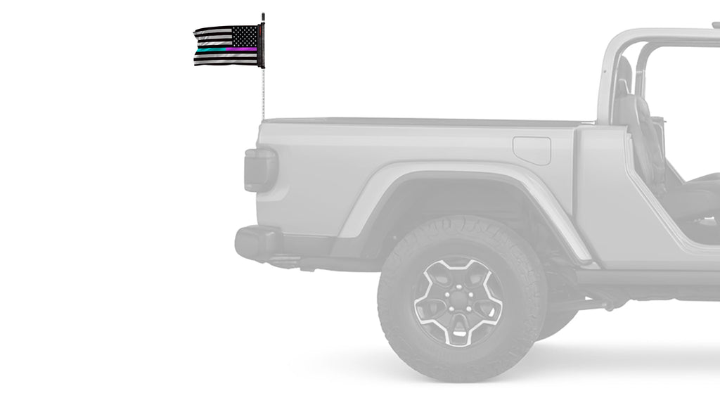 USA Subdued Thin Purple-Teal Line 12"x18" Forever Wave Flag for Jeep Wrangler TJ 1996-2006