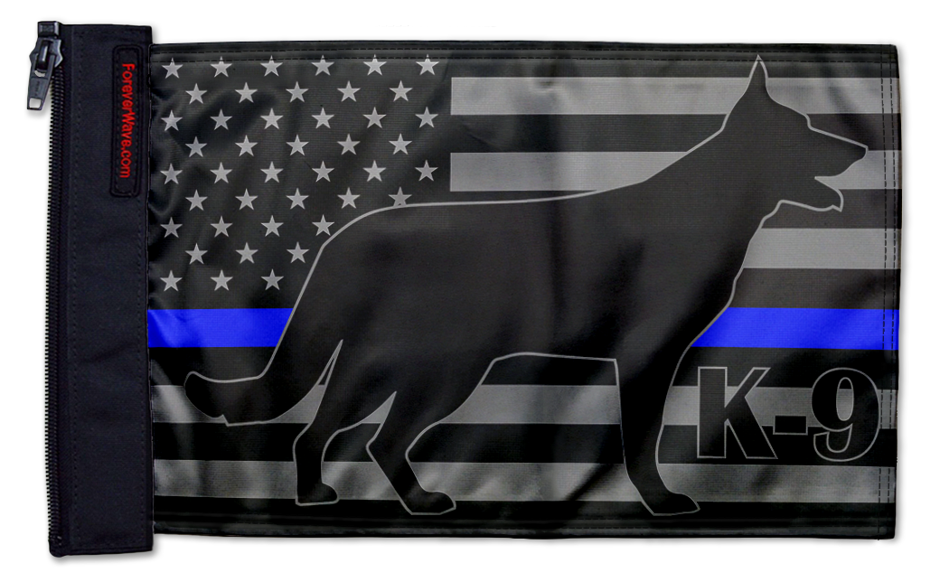 USA Subdued Thin Blue Line K9 12"x18" Forever Wave Flag for Jeep Wrangler JK 2-Door 2007-2018